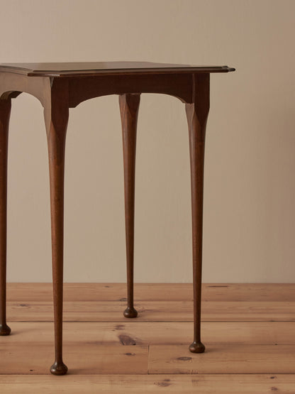 Vintage walnut table on ball feet