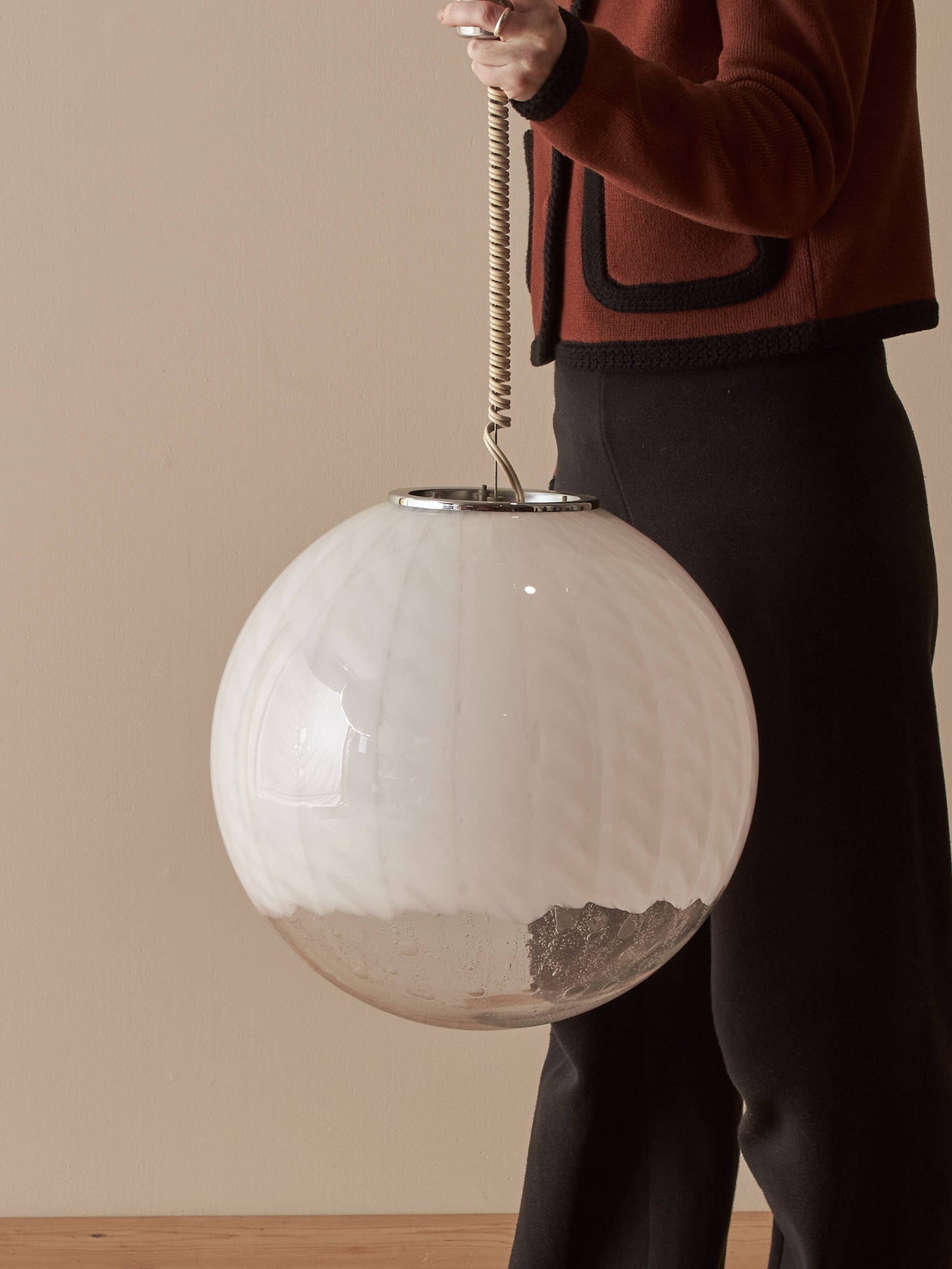 Mid-century Italian globe Murano pendant