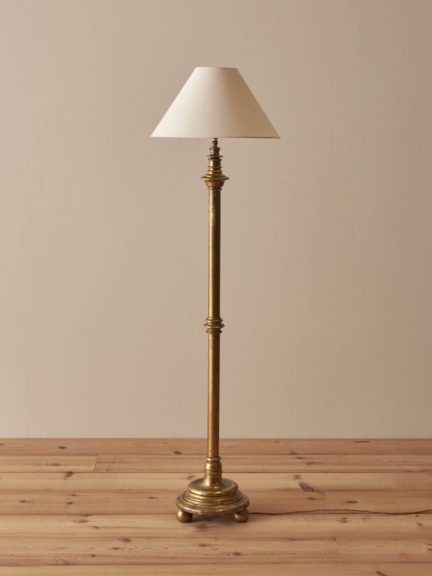 Edwardian solid brass telescopic floor lamp