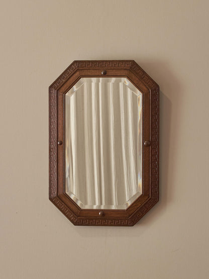 Edwardian oak octagonal bevelled mirror