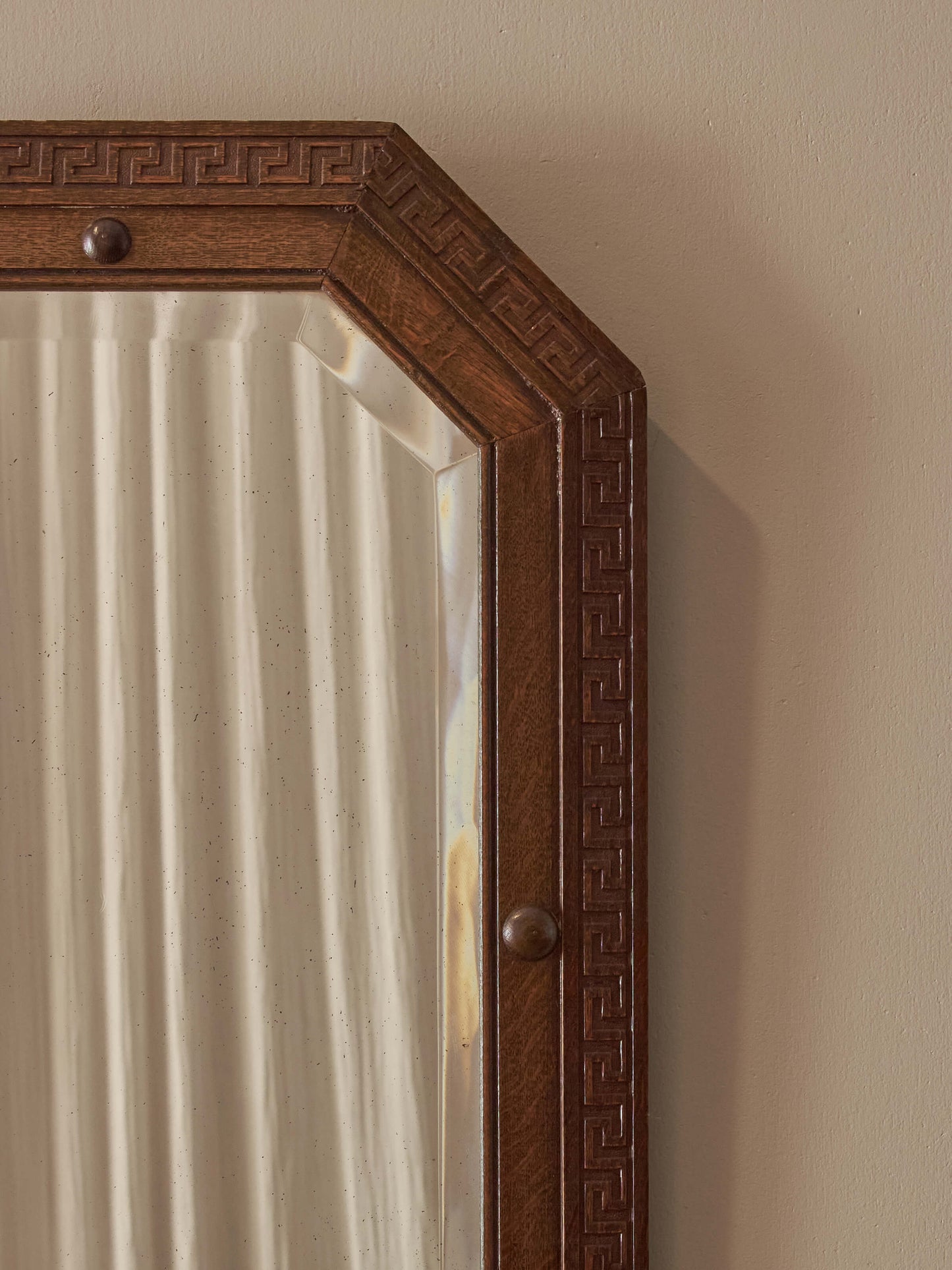 Edwardian oak octagonal bevelled mirror