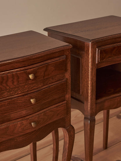 Pair of French vintage oak bedside tables