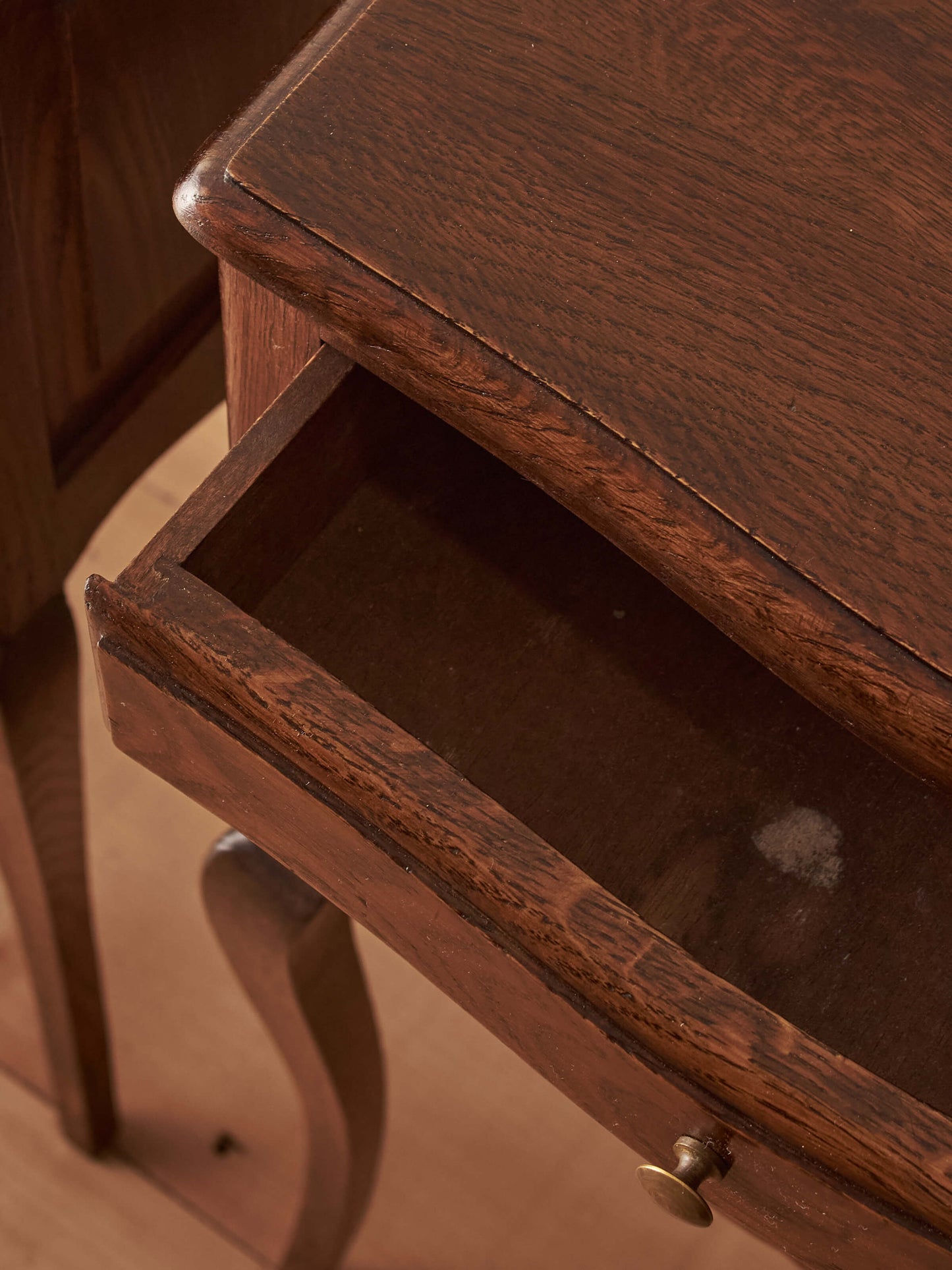 Pair of French vintage oak bedside tables