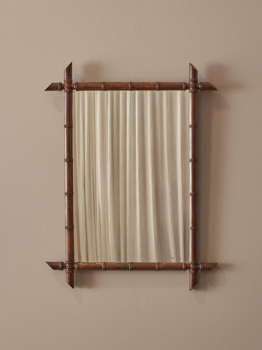 Antique French faux bamboo wall mirror