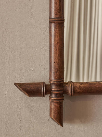 Antique French faux bamboo wall mirror