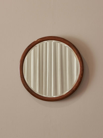 Antique circular oak bevelled mirror