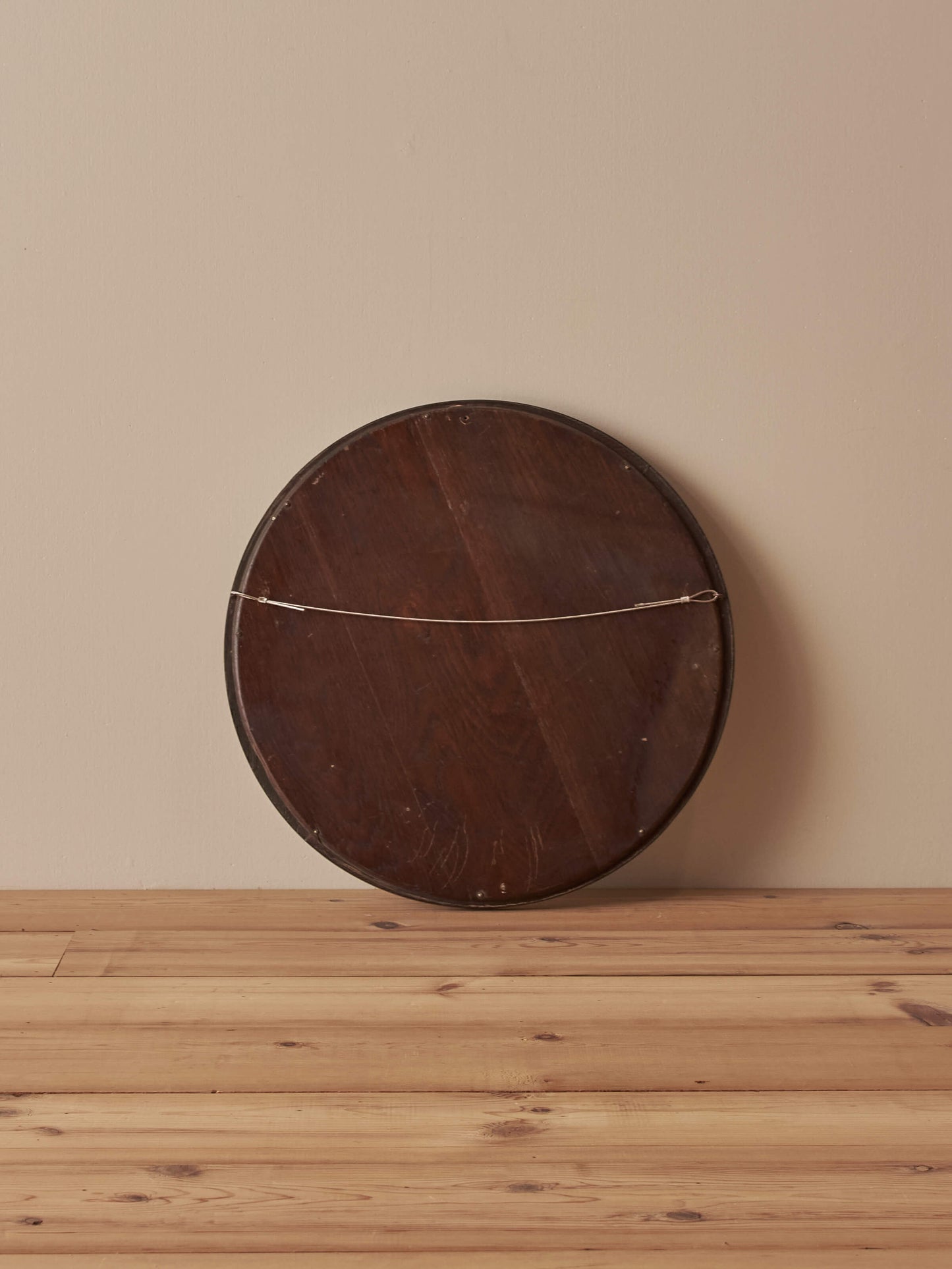 Antique circular oak bevelled mirror