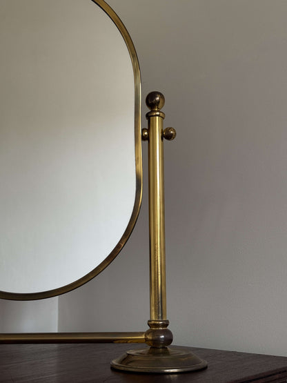 Mid-century brass table-top pill mirror