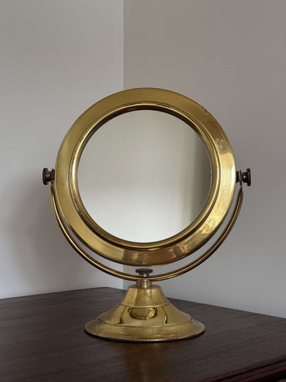 Vintage brass-plated tabletop mirror