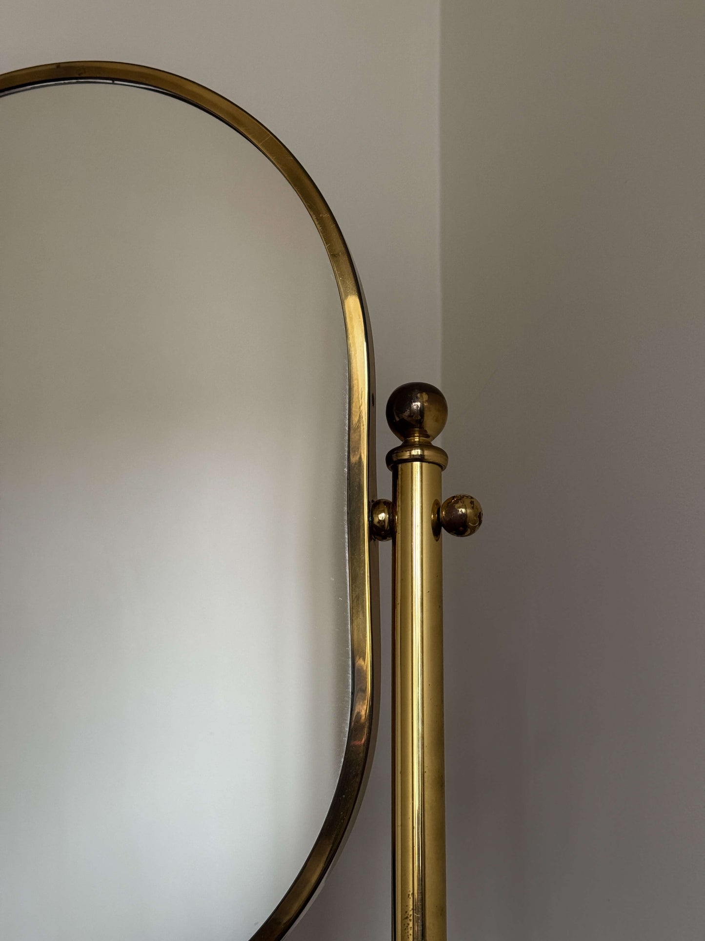 Mid-century brass table-top pill mirror