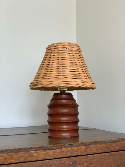 Vintage wooden beehive table lamp