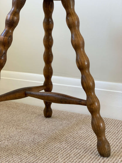 French antique circular bobbin stool