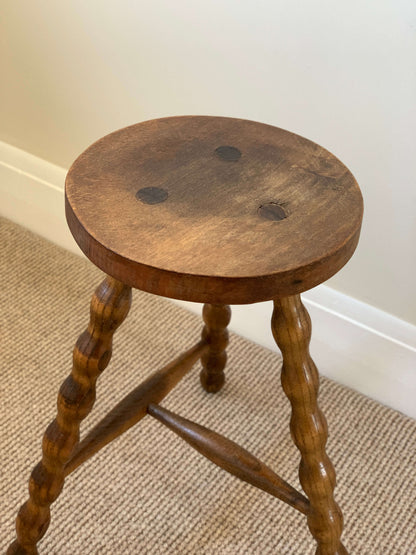 French antique circular bobbin stool