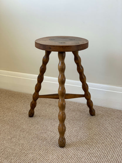 French antique circular bobbin stool