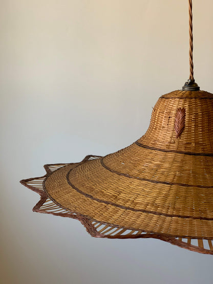 French vintage wicker pendant shade