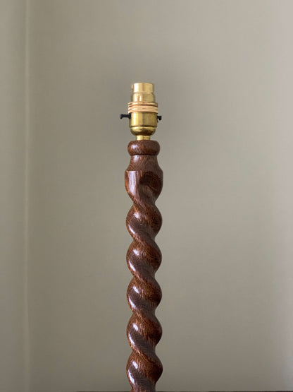 Oak barley twist table lamp