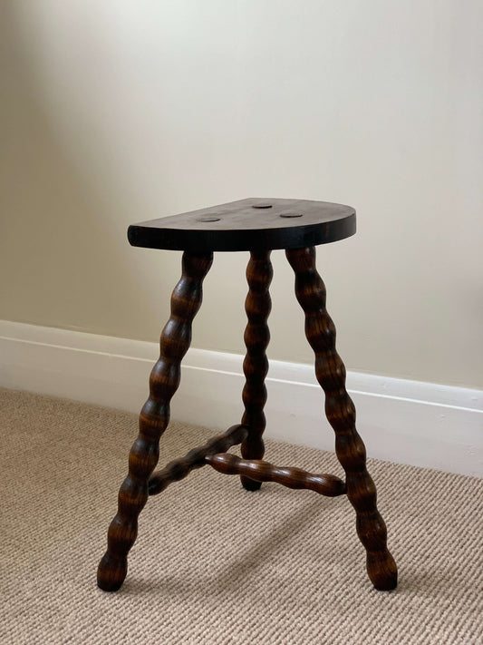 French vintage demilune bobbin stool