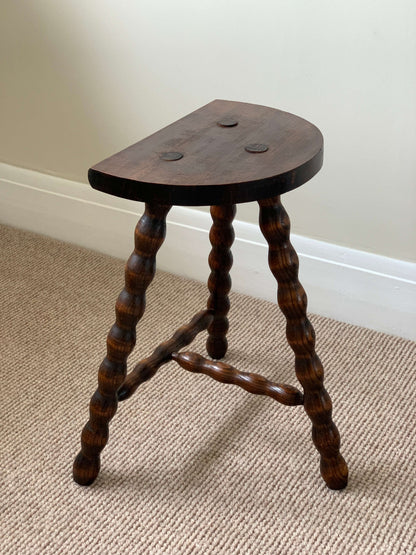 French vintage demilune bobbin stool