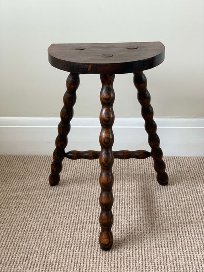 French vintage demilune bobbin stool