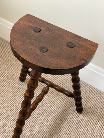 French vintage demilune bobbin stool