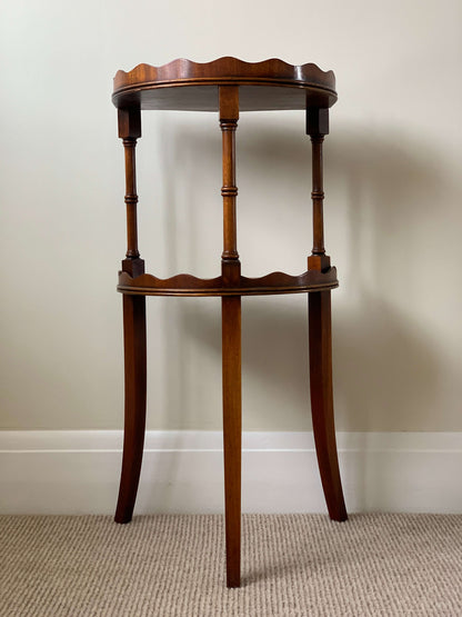 Antique two-tiered scalloped side table