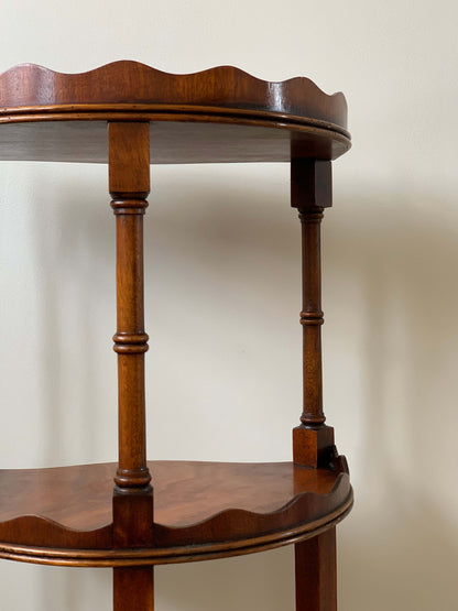 Antique two-tiered scalloped side table