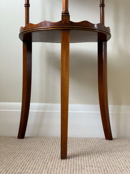 Antique two-tiered scalloped side table