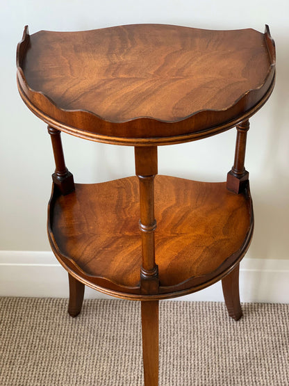 Antique two-tiered scalloped side table