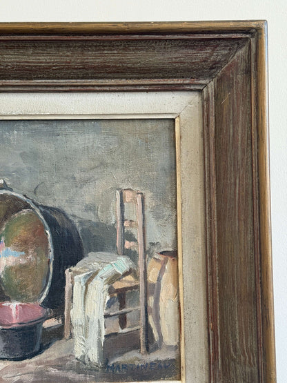 French vintage framed still life oil painting