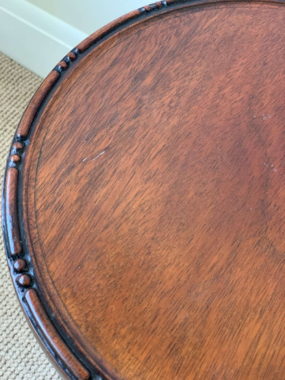 Vintage circular bobbin-beaded side table