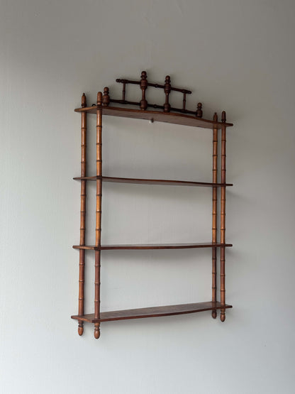 Vintage faux bamboo shelving unit