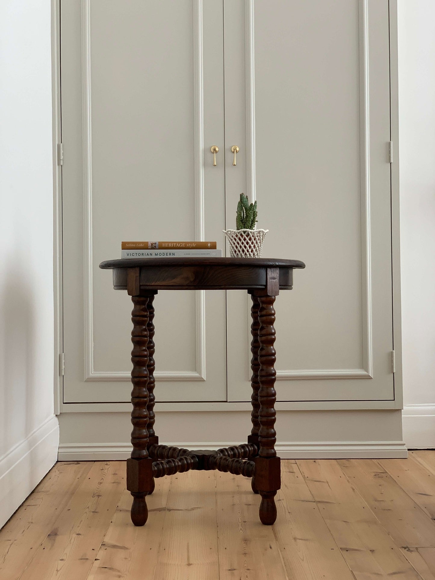 French antique circular bobbin table