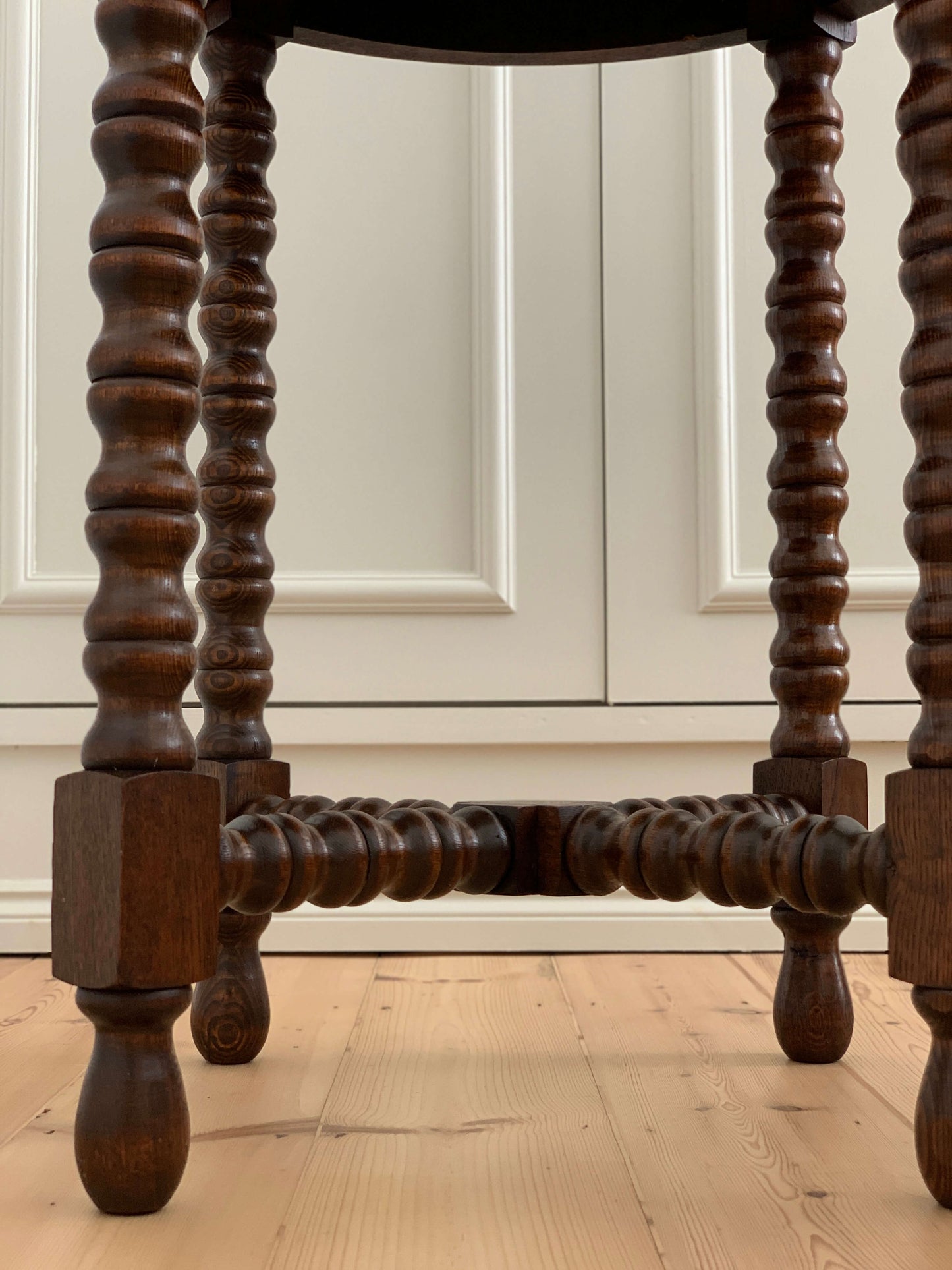 French antique circular bobbin table