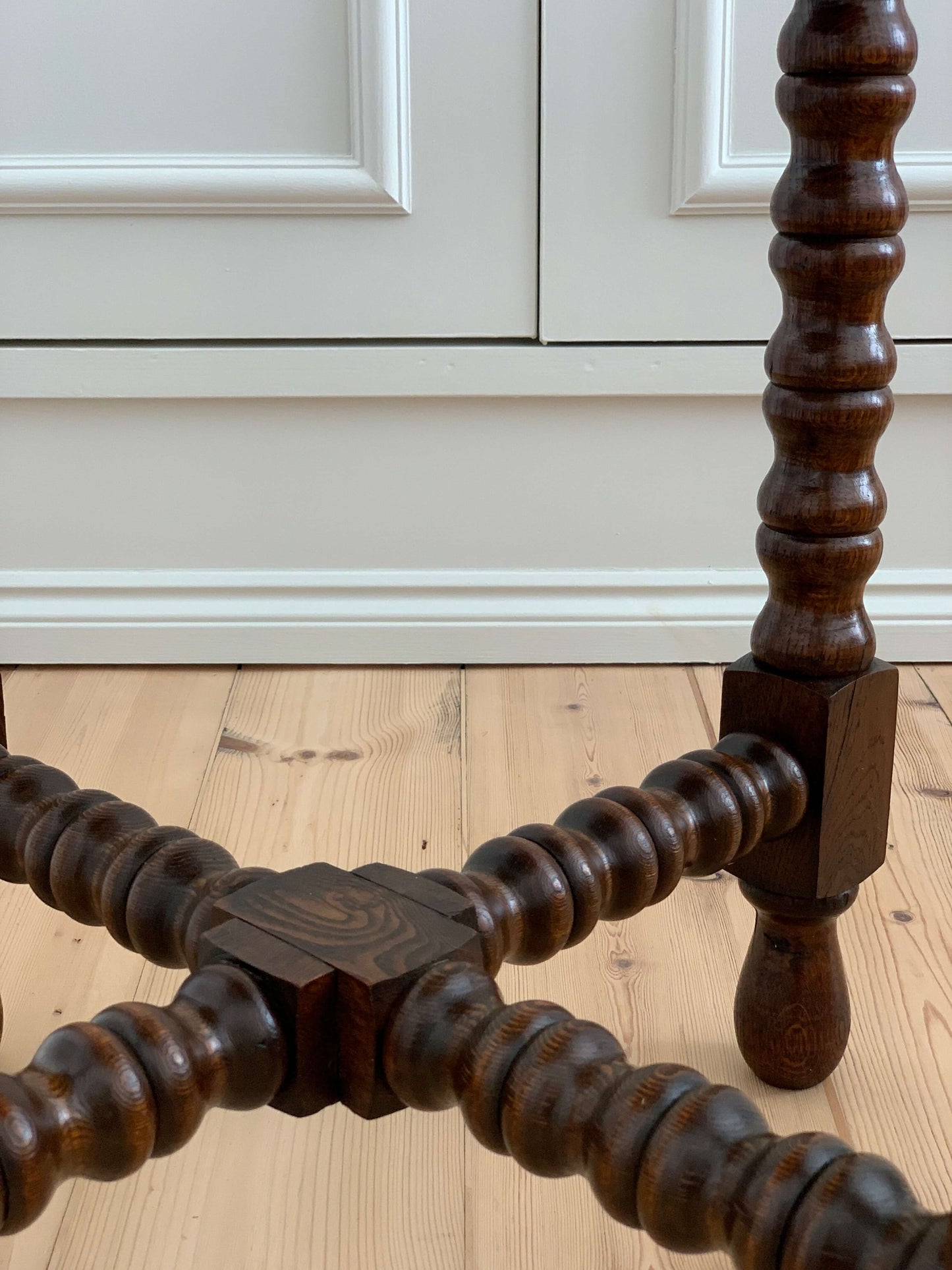 French antique circular bobbin table