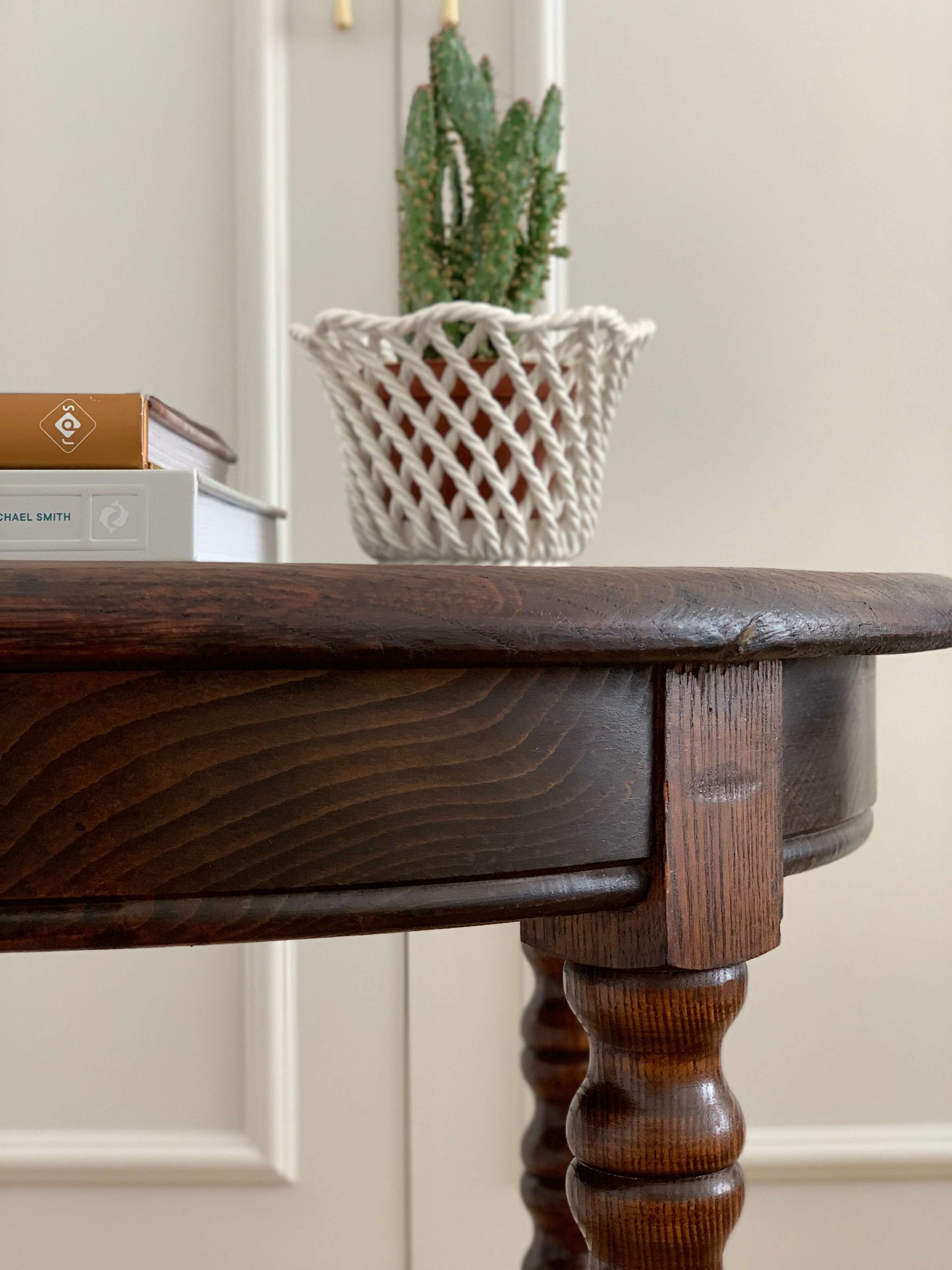 French antique circular bobbin table