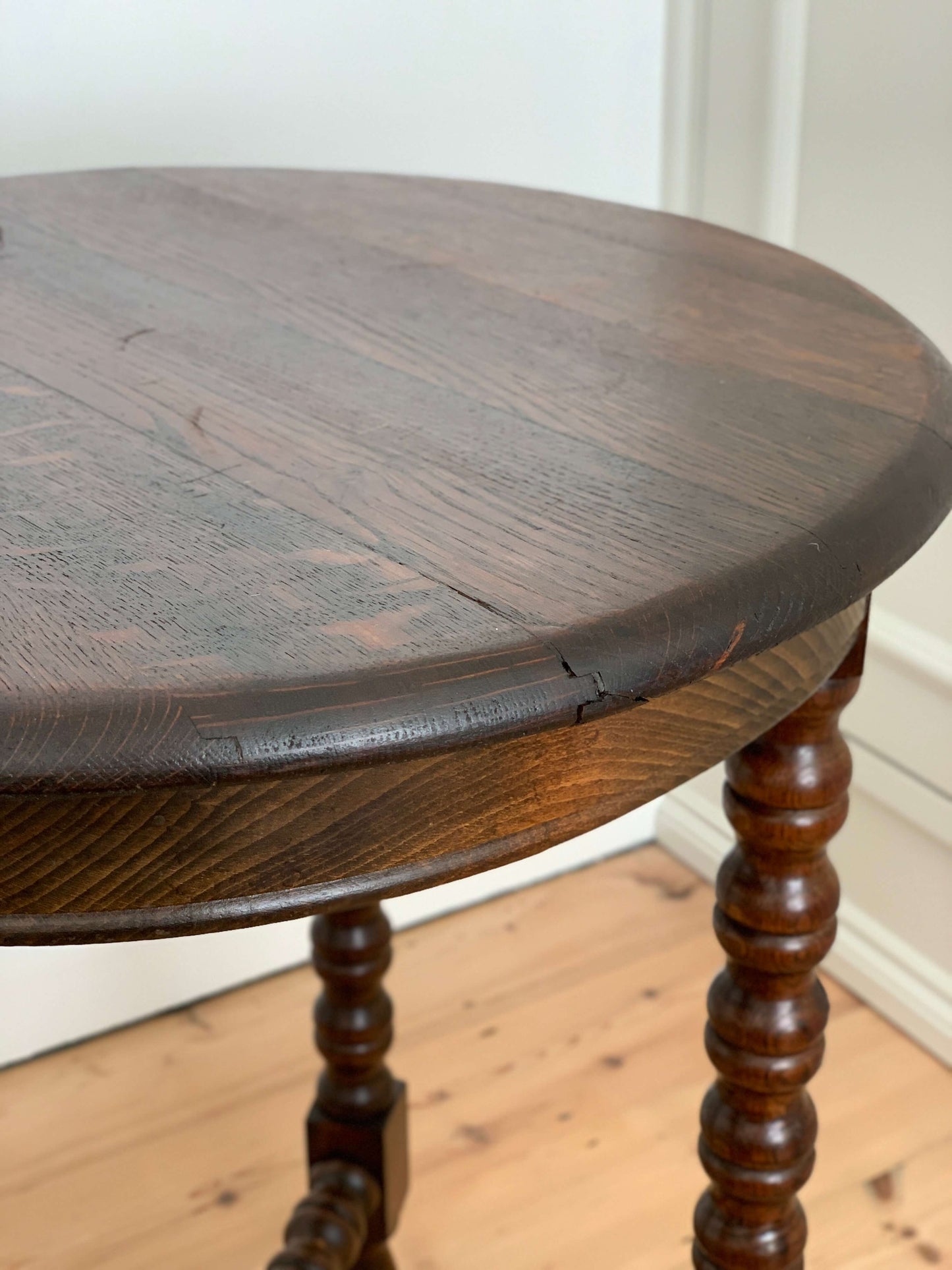 French antique circular bobbin table