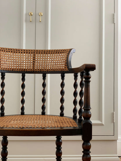 Antique barley twist cane armchair