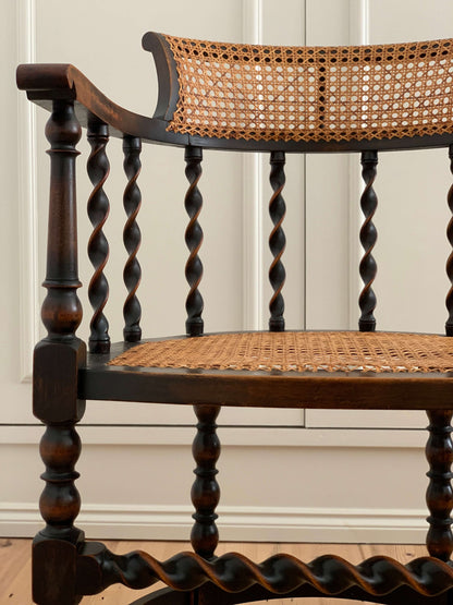 Antique barley twist cane armchair