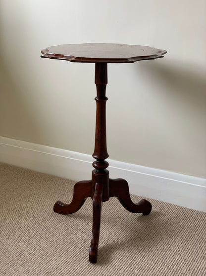 Antique scallop-edged occasional table on splayed legs