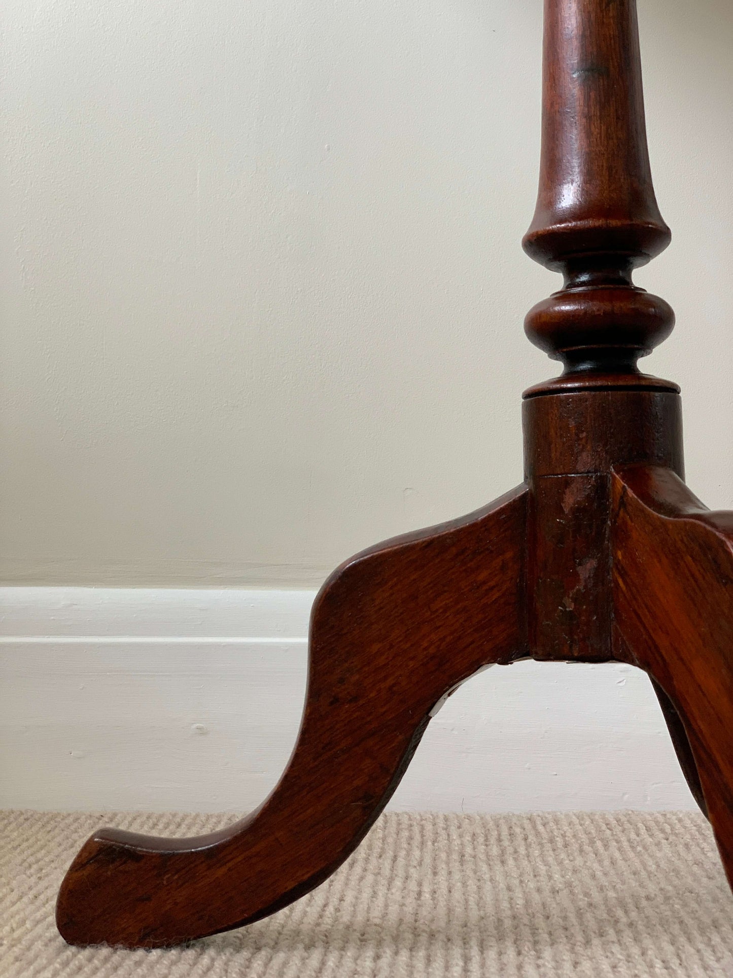 Antique scallop-edged occasional table on splayed legs