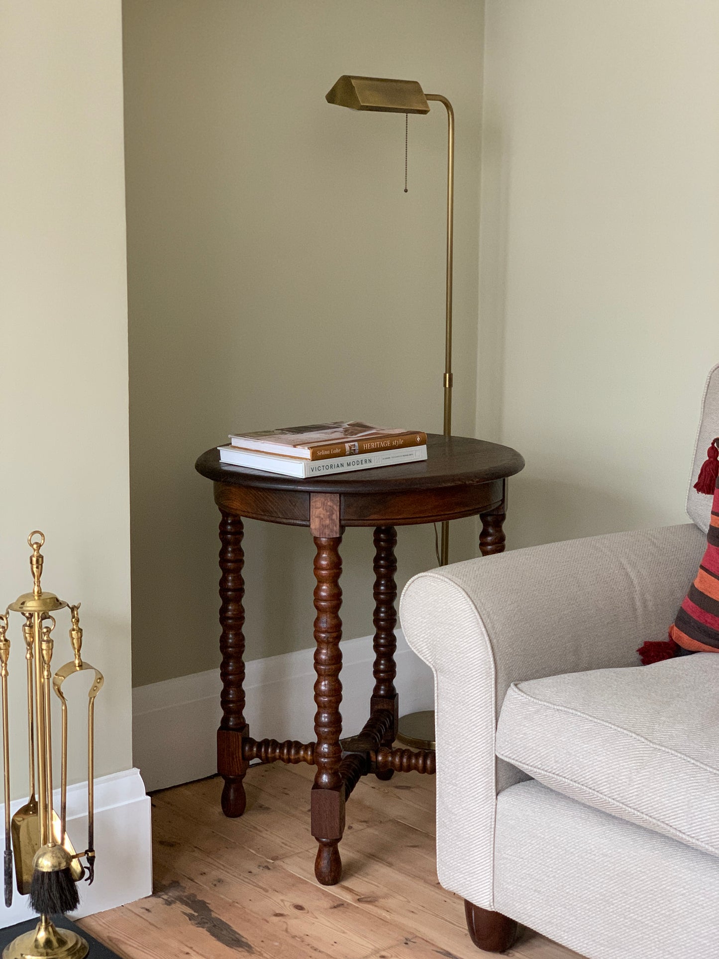 French antique circular bobbin table