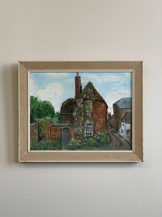 Vintage 'Brook Cottage' oil painting