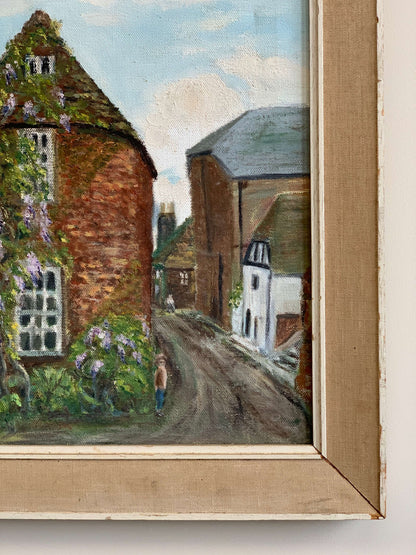 Vintage 'Brook Cottage' oil painting