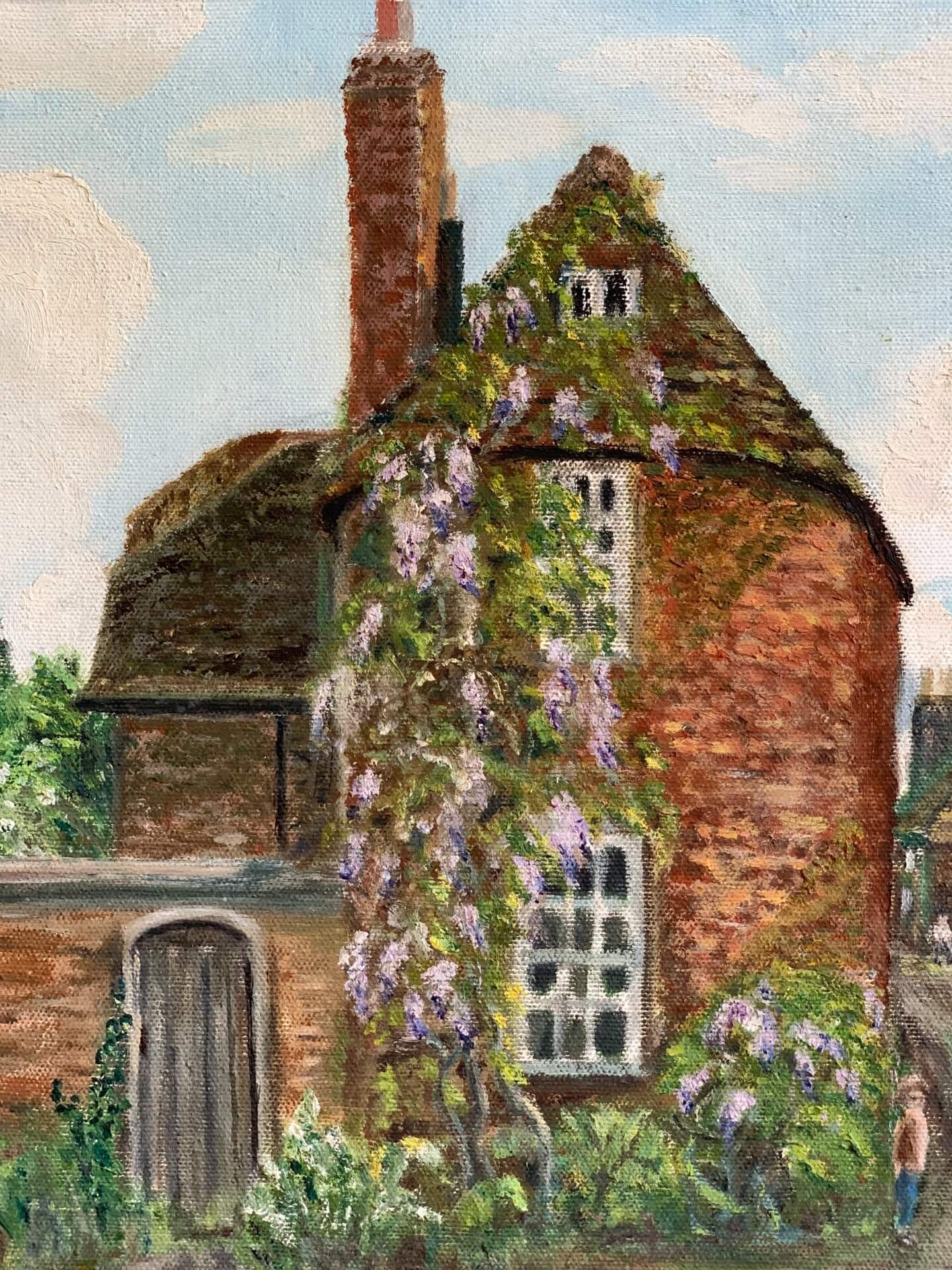 Vintage 'Brook Cottage' oil painting