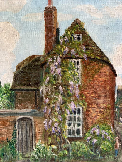 Vintage 'Brook Cottage' oil painting