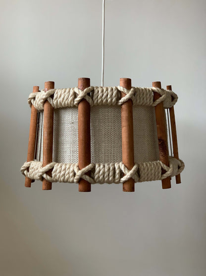 Mid-century French woven pendant light