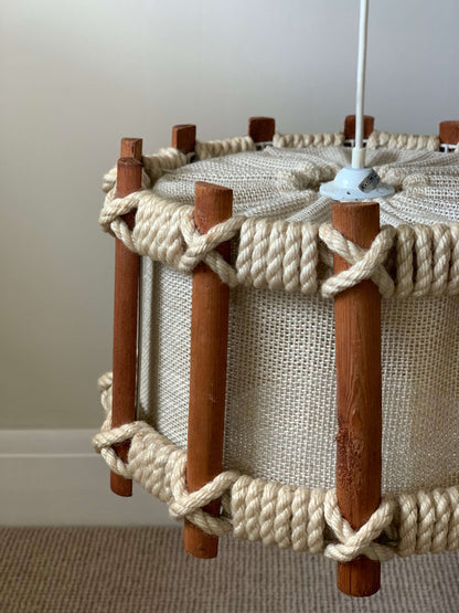 Mid-century French woven pendant light