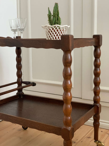 French antique bobbin bar cart