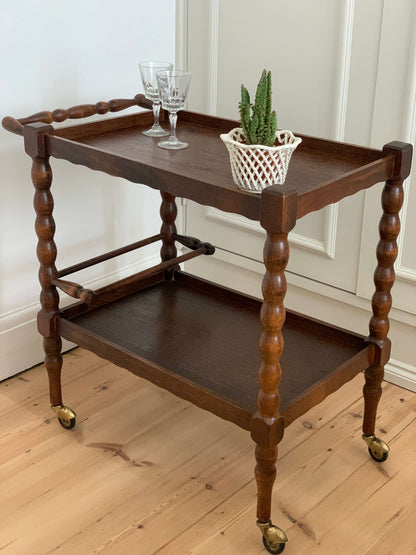 French antique bobbin bar cart