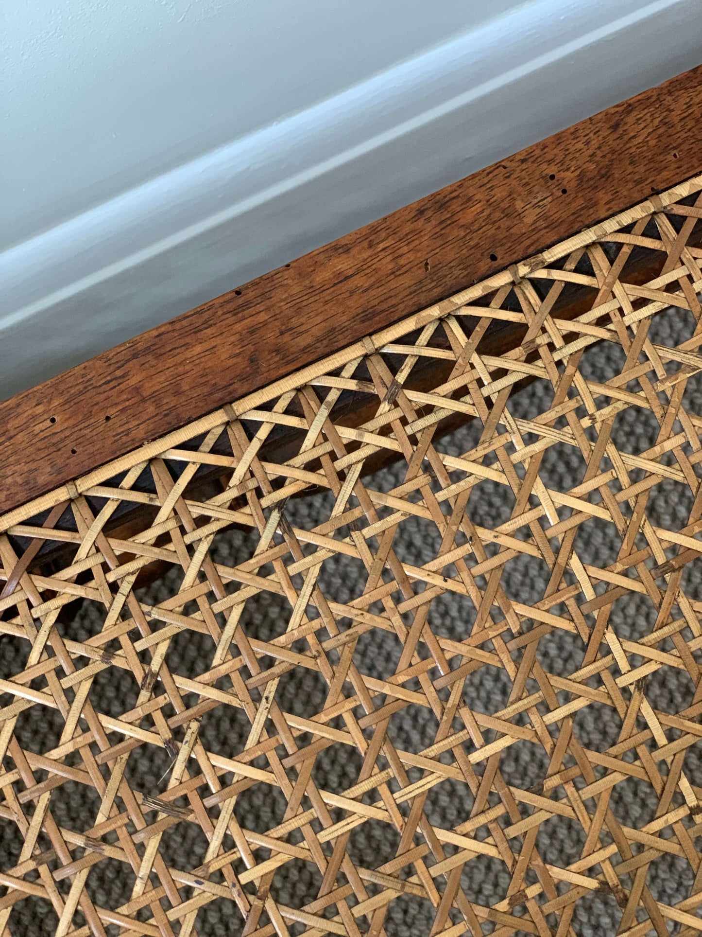 Antique long rattan bench